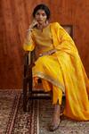 Buy_Pink City By Sarika_Yellow Silk, Chanderi Round Embroidered Kurta Set _Online_at_Aza_Fashions