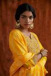 Shop_Pink City By Sarika_Yellow Silk, Chanderi Round Embroidered Kurta Set _Online_at_Aza_Fashions