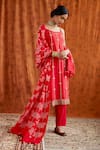 Buy Pink City By Sarika Red Silk, Chanderi Round Embroidered Kurta Set at Aza Fashions Buy_Pink City By Sarika_Red Silk, Chanderi Round Embroidered Kurta Set _at_Aza_Fashions