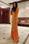 Pink City By Sarika_Orange Organic Cotton, Silk Chanderi Embroidered Kurta Sharara Set _Online_at_Aza_Fashions