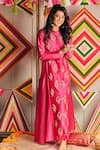 Buy_Pink City by Sarika_Pink Tissue Chanderi Embroidered Silk Kurta _at_Aza_Fashions