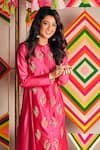 Pink City by Sarika_Pink Tissue Chanderi Embroidered Silk Kurta _Online_at_Aza_Fashions