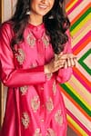 Buy_Pink City by Sarika_Pink Tissue Chanderi Embroidered Silk Kurta _Online_at_Aza_Fashions