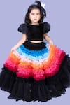 Buy Pinkcow designs pvt ltd Black Velvet, Net, Organza Top And Ruffle Lehenga Set at Aza Fashions Buy_Pinkcow designs pvt ltd_Black Velvet, Net, Organza Top And Ruffle Lehenga Set _at_Aza_Fashions