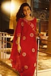 Buy_Pink City by Sarika_Red Silk Linen Matka Kurta Dhoti Pant Set_Online_at_Aza_Fashions