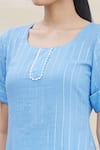 Khwaab by Sanjana Lakhani_Blue Rayon Embroidery Round Straight Kurta And Pant Set _at_Aza_Fashions