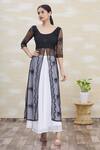 Buy_Samyukta Singhania_Black Net Embroidered Kurta And Skirt Set_at_Aza_Fashions