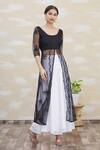 Samyukta Singhania_Black Net Embroidered Kurta And Skirt Set_Online_at_Aza_Fashions