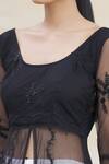 Samyukta Singhania_Black Net Embroidered Kurta And Skirt Set_at_Aza_Fashions