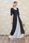 Buy_Samyukta Singhania_Black Kurta Rayon Skirt Crepe Embroidery Round And Set _at_Aza_Fashions