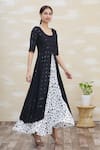 Samyukta Singhania_Black Kurta Rayon Skirt Crepe Embroidery Round And Set _Online_at_Aza_Fashions