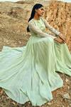 EASE_Green Viscose , Sarin Nakshi Embroidered Anarkali With Dupatta _Online_at_Aza_Fashions