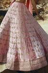 EASE_Pink Velvet, Viscose Organza Nakshi V Floral Embroidered Bridal Lehenga Set _at_Aza_Fashions