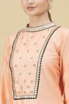 Samyukta Singhania_Peach Cotton Silk Embroidered Kurta Set_at_Aza_Fashions