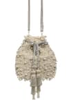Buy_SG Collection By Sonia Gulrajani_Ivory Pearls Work Velvet Potli Bag _at_Aza_Fashions