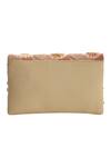Shop_The Purple Sack_Peach Embroidery, Sequins Floral Envelope Clutch With Sling _at_Aza_Fashions