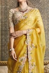Prisho_Yellow Silk Embroidered Floral Sweetheart Neck Saree With Blouse For Women_Online_at_Aza_Fashions