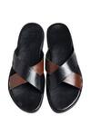 Shop_Dmodot_Black Leather Cross Strap Sandals_at_Aza_Fashions