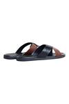 Dmodot_Black Leather Cross Strap Sandals_Online_at_Aza_Fashions