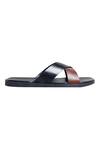 Buy_Dmodot_Black Leather Cross Strap Sandals_Online_at_Aza_Fashions