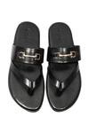 Shop_Dmodot_Black Horsebit Sandals_at_Aza_Fashions