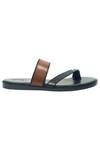 Buy_Dmodot_Black Leather Handmade Strap Sandals_Online_at_Aza_Fashions
