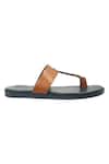 Buy_Dmodot_Brown Leather Handmade Woven Strap Sandals_Online_at_Aza_Fashions
