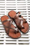 Dmodot_Brown Textured Flat Criss-cross Sandals _Online_at_Aza_Fashions