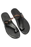 Buy_Dmodot_Black Leather Knotted Strap Sandals_at_Aza_Fashions