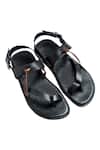 Buy_Dmodot_Black Leather Ankle Back Strap Sandals_at_Aza_Fashions