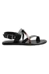 Dmodot_Black Leather Ankle Back Strap Sandals_Online_at_Aza_Fashions