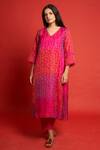 Buy Priti Prashant Magenta Sheer Silk And Organza Floral Print & Sequin V Neck Pansy Kurta Set Online at Aza Fashions Buy_Priti Prashant_Magenta Sheer Silk And Organza Floral Print & Sequin V Neck Pansy Kurta Set _Online_at_Aza_Fashions