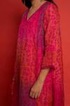 Priti Prashant Magenta Sheer Silk And Organza Floral Print & Sequin V Neck Pansy Kurta Set at Aza Fashions Priti Prashant_Magenta Sheer Silk And Organza Floral Print & Sequin V Neck Pansy Kurta Set _at_Aza_Fashions