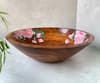 Buy Floursha Brown Acacia Wood Hand Paint Peony Fruit Bowl at Aza Fashions Buy_Floursha_Brown Acacia Wood Hand Paint Peony Fruit Bowl_at_Aza_Fashions