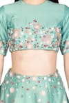 Salt And Spring_Green Chanderi Floral Motifs Round Embroidered Lehenga And Blouse Set _at_Aza_Fashions