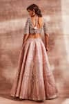 Shop_Studio Iris India_Pink Organza Round Bridal Lehenga Set _at_Aza_Fashions