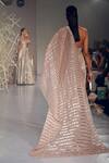 Shop_Pankaj & Nidhi_Pink Organza Metallic Embroidered Saree Gown_at_Aza_Fashions