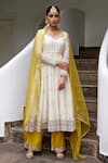 Buy_Nimbus_White Kurta Chanderi Palazzo Cotton Silk Dupatta Organza Anarkali And Set _at_Aza_Fashions