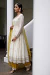 Buy_Nimbus_White Kurta Chanderi Palazzo Cotton Silk Dupatta Organza Anarkali And Set _Online_at_Aza_Fashions