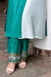 Nimbus_Blue Kaftan Pure Silk Pants Organza Embroidery V Neck With Belt And _at_Aza_Fashions