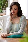 Buy_Label Nimbus_Blue Embroidery Square Neck Anarkali Set _Online_at_Aza_Fashions