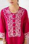 Shop_Sage Saga_Pink Lawn Cotton Round Embroidered Kurta And Pant Set _Online_at_Aza_Fashions