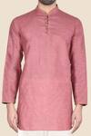 Aryavir Malhotra_Pink Linen Kurta Set_at_Aza_Fashions