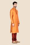 Aryavir Malhotra_Orange Kurta  Churidar Silk Set_Online_at_Aza_Fashions
