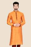 Buy_Aryavir Malhotra_Orange Kurta  Churidar Silk Set_Online_at_Aza_Fashions