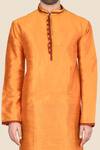 Aryavir Malhotra_Orange Kurta  Churidar Silk Set_at_Aza_Fashions