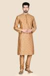 Buy_Aryavir Malhotra_Gold Kurta  Churidar Silk Embroidered Set_at_Aza_Fashions