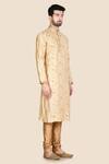 Aryavir Malhotra_Beige Embroidered Kurta Set_Online_at_Aza_Fashions