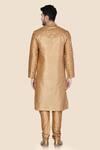 Shop_Aryavir Malhotra_Gold Kurta  Churidar Silk Embroidered Set_at_Aza_Fashions