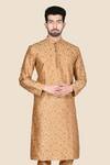 Buy_Aryavir Malhotra_Gold Kurta  Churidar Silk Embroidered Set_Online_at_Aza_Fashions